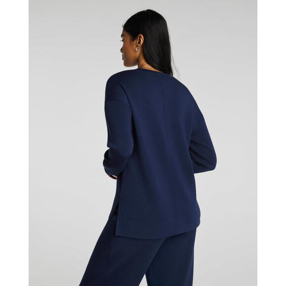 Spanx Air Essentials Crewneck Long Sleeve Top in Timeless Navy Size XS - Picture 2 of 7